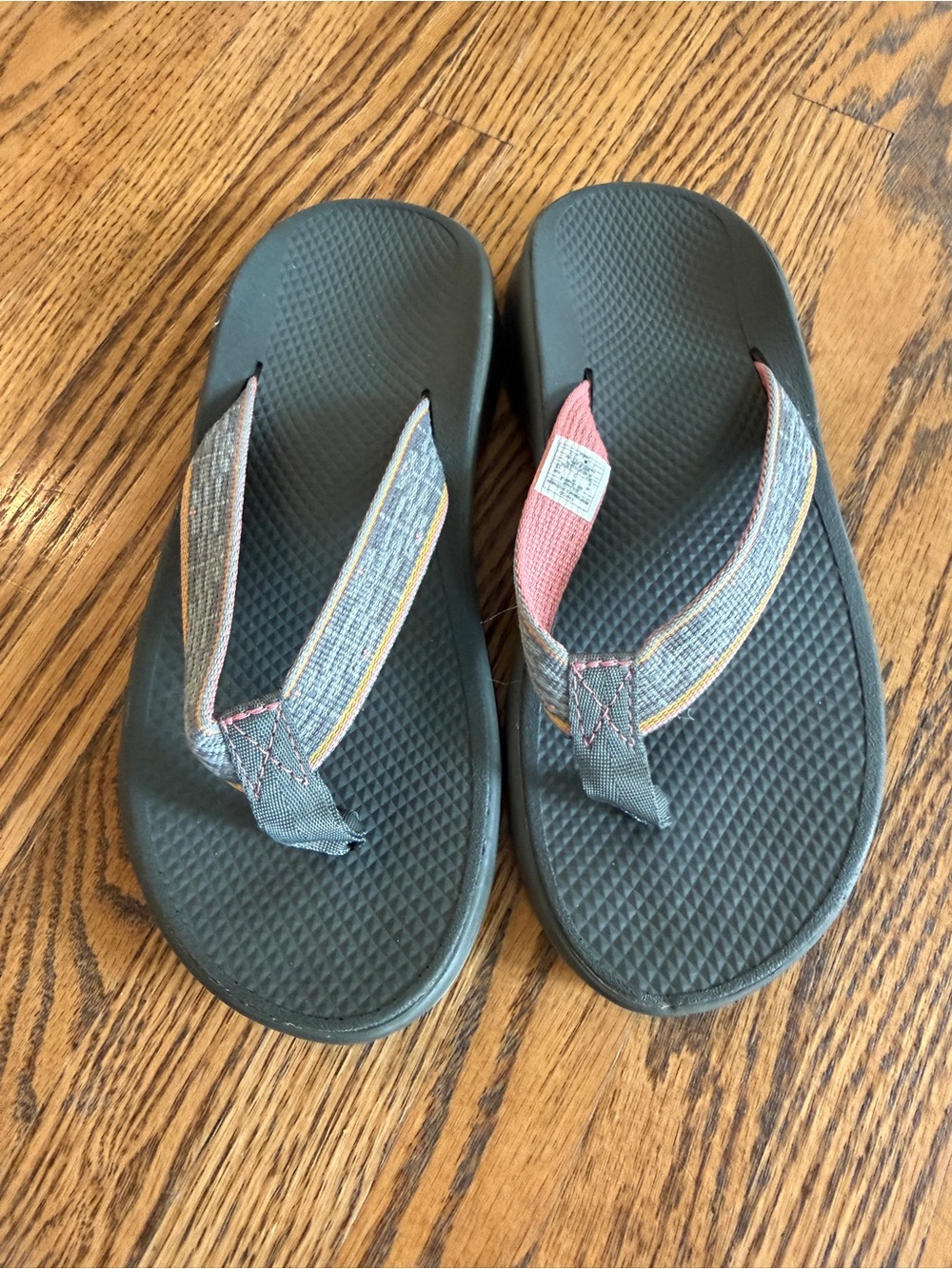Chaco Flip Flop Sandals Gray with Pink Accents
